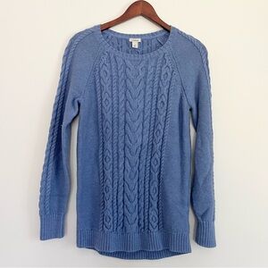 L.L. Bean Cable Knit Blue Sweater Women’s Small 100% Cotton Classic Preppy